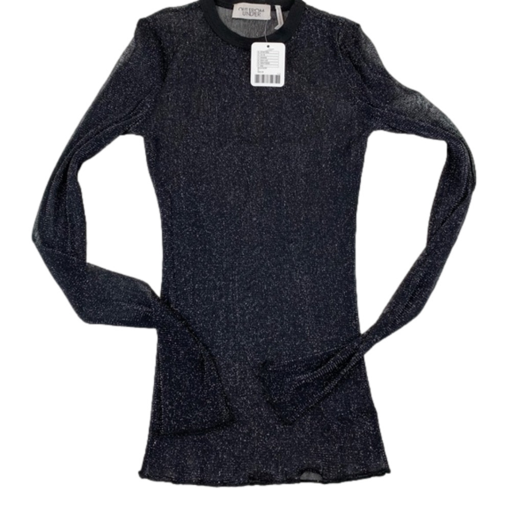 SOLD - URBAN Outfitters Out From Under Sheer Black Sparkle Top size Small - Picture 1 of 9